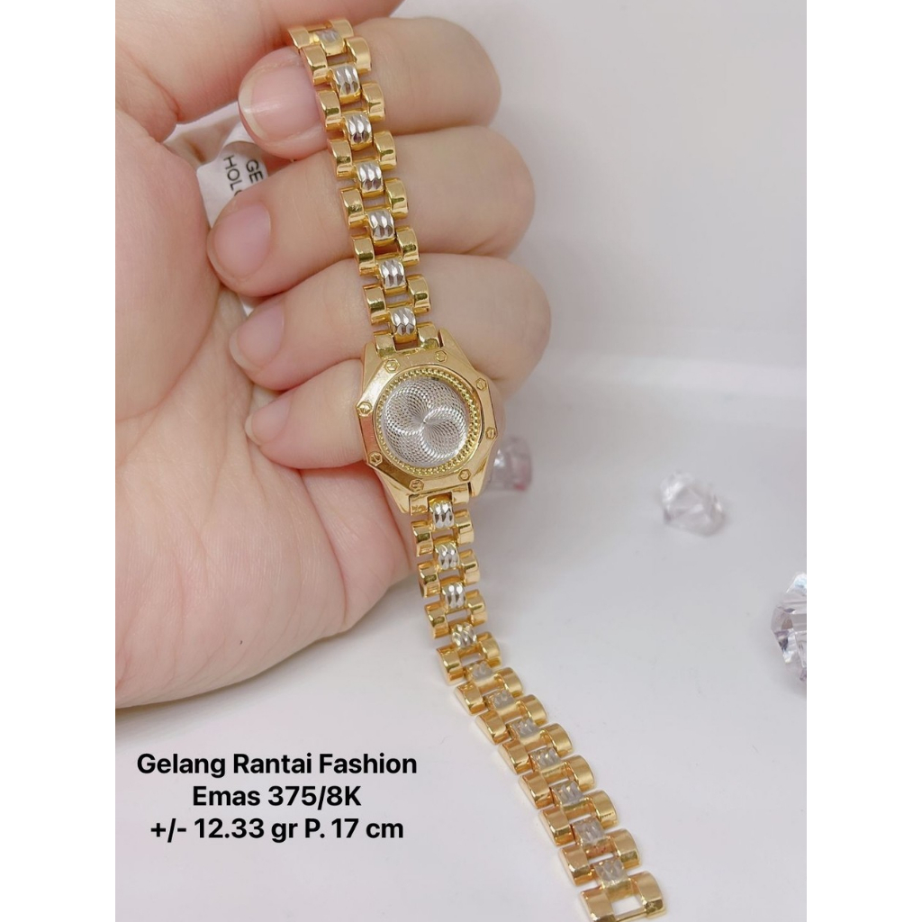 Gelang Tangan Rantai Plat Fashion Emas 375 Kadar 8K