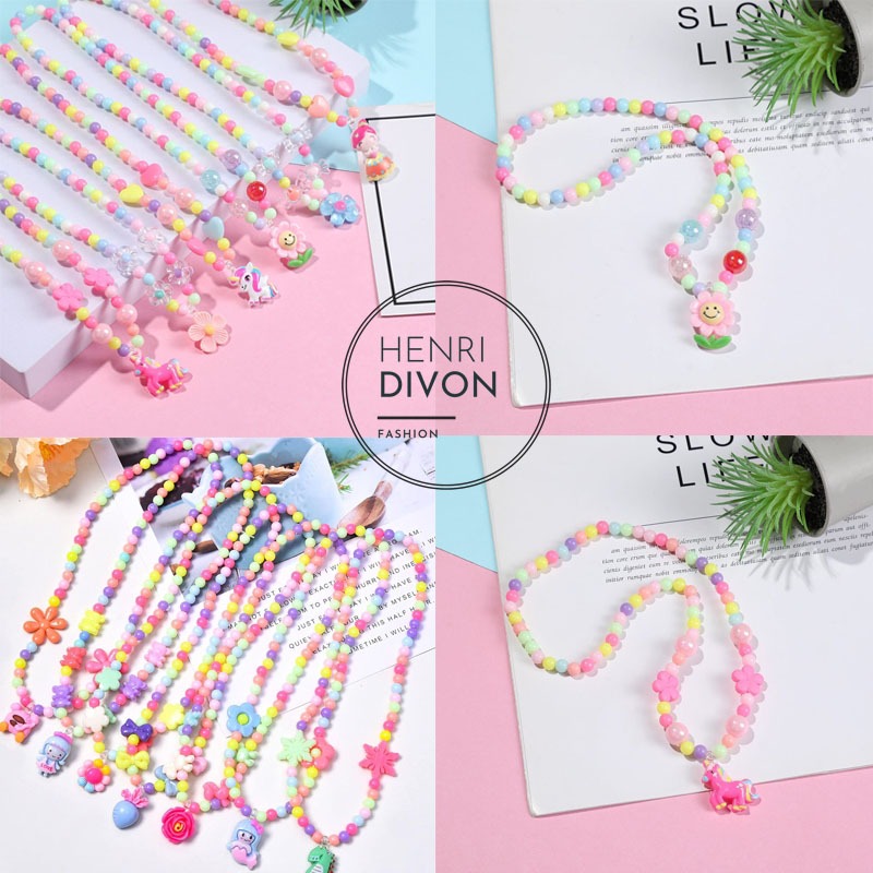 Kalung Manik-Manik Anak Perempuan Etnik Fancy Motif Lucu Momo Gaya Korea Cute Necklace Warna Warni