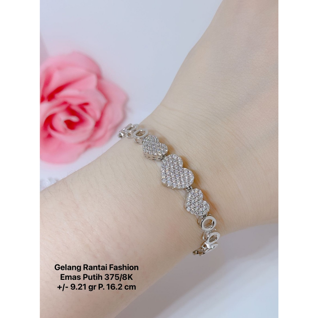 Gelang Tangan Rantai Variasi Emas Putih 375 Kadar 8K