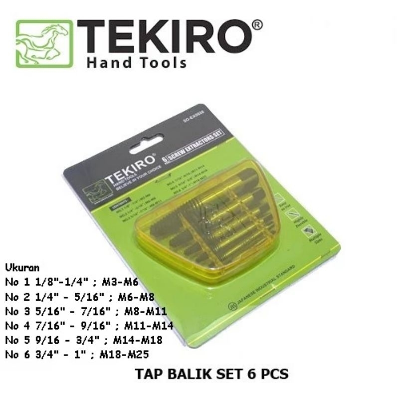 Tap balik set 6 tekiro tap pembuka baut patah