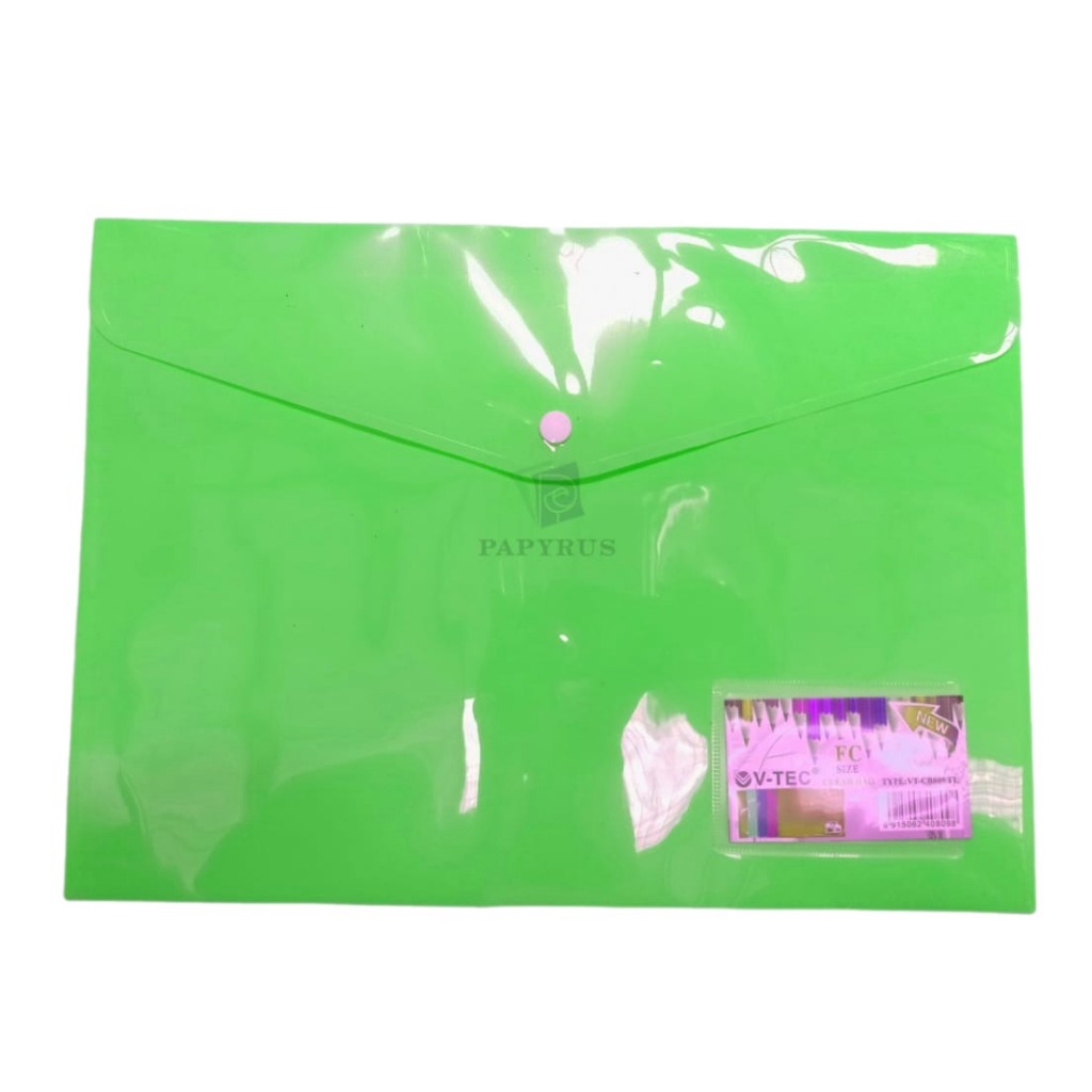 

MAP PLASTIK KANCING / MAP KANCING PUNGGUNG / DOCUMENT BAG / MAP KANCING FOLIO V-TEC CB809 HIJAU