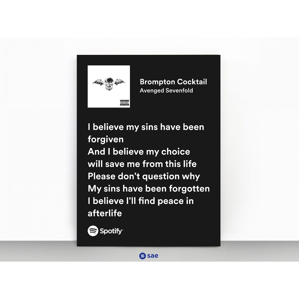Music Board Lirik Lagu Spotify Avenged Sevenfold - Brompton Cocktail