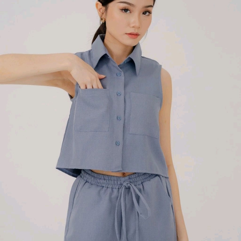 Ryves - NARA SET - Set Wanita - Semi Crop Top - Cullote