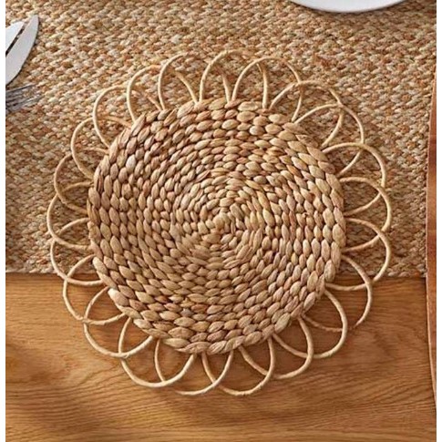 Placemat Bulat PM-022 - Tatakan Piring Enceng Gondok 40 cm - Hiasan Dinding -Pandawa Home Decor