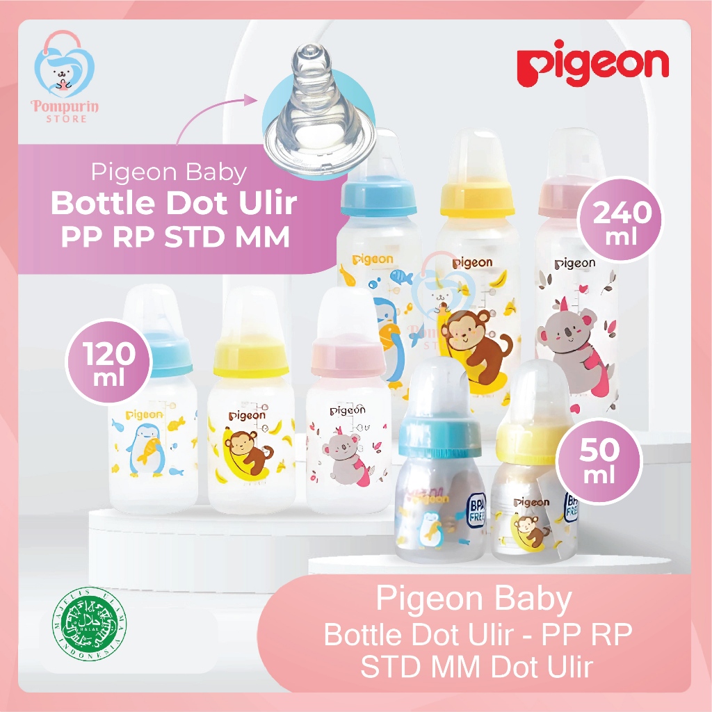 Pigeon Baby Bottle Dot Ulir - PP RP STD MM Dot Ulir 240ml Pack Plastik - Botol Susu Bayi Dot Ulir By