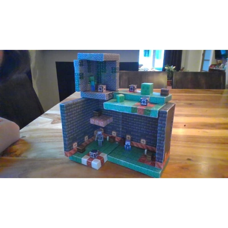 Lembaran pola papercraft bangunan Minecraft (PP-A1)