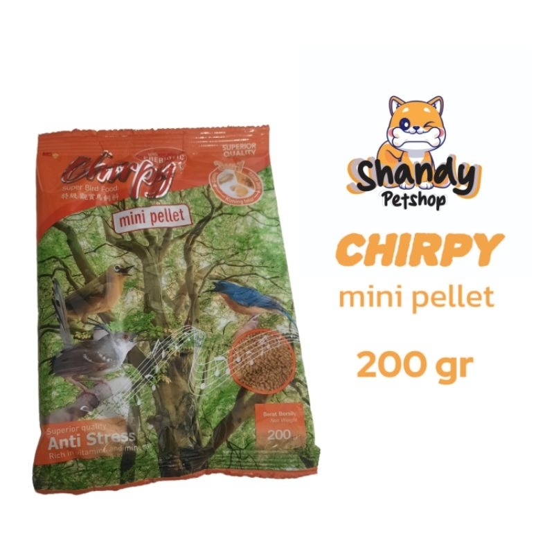 Pakan Burung Murai Chirpy Mini Pelet 3 in 1 kuning 200 gr