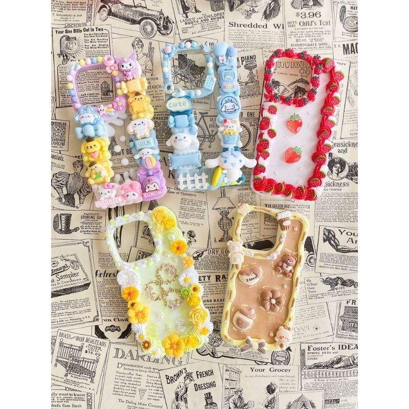 case softcase cream deco handmade - all type handphone
