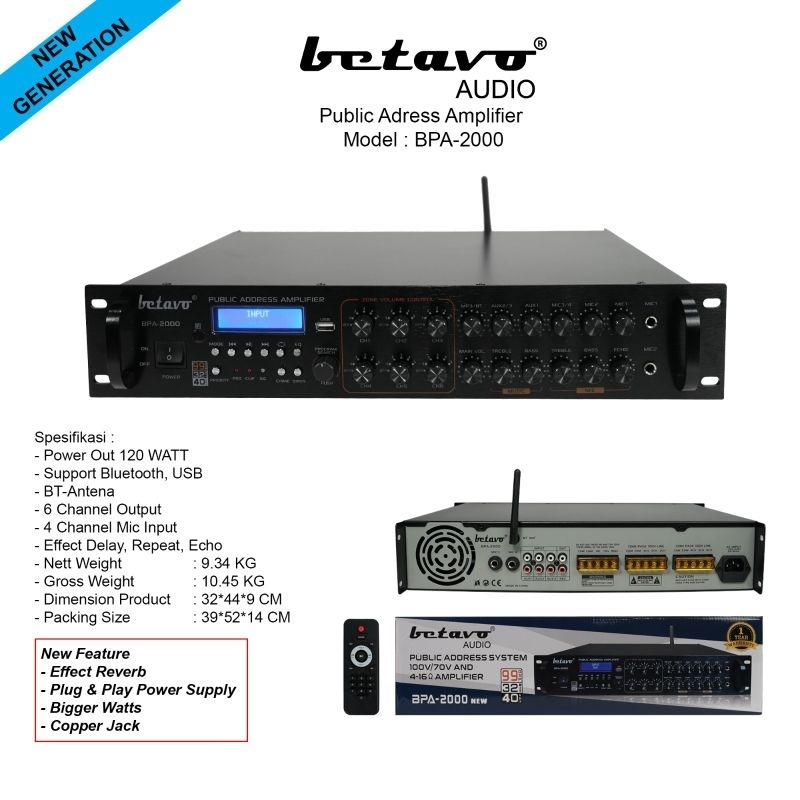 AMPLIFIER PUBLIC ADRESS BETAVO BPA-2000 ORIGINAL
