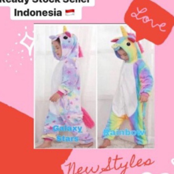 ORIGINAL Kostum anak baju boneka unicorn kostum cosplay piama piyama pajamas one sie unicorn kostum 