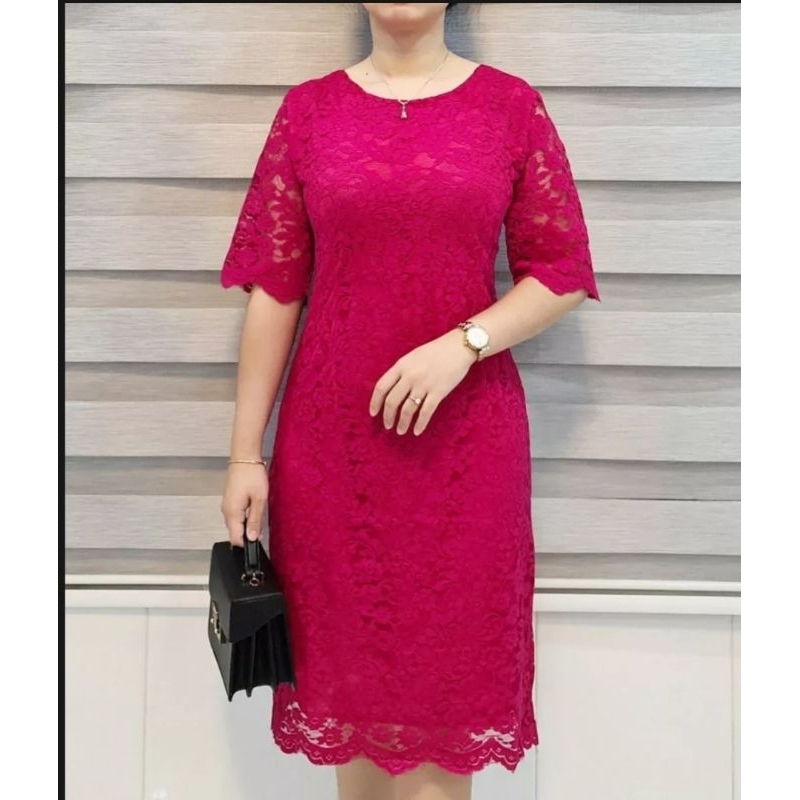 Dress brokat lengan pendek/dress kondangan/dress natalan