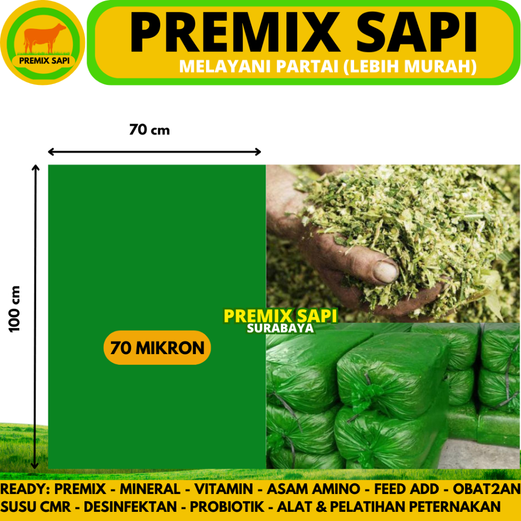 PLASTIK SILASE 70 MIKRON 1 KG (12 LEMBAR) - Plastik Kantong Silase Fermentasi Pakan Ternak Sapi