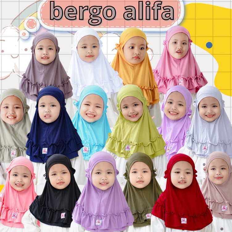 Produk Terupdate  HIJAB ANAK TALI KARET JILBAB BERGO ALIFA TALI KARET