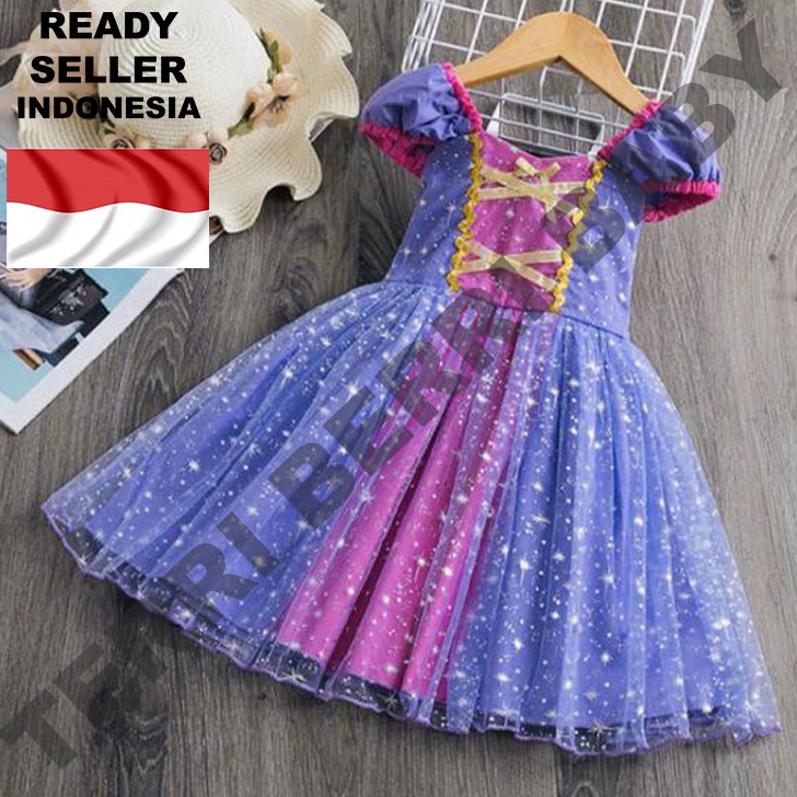 Dijamin Ori Dress baju kostum princess gaun prinses rapunzel rapunsel anak dres princes rapunzel cos