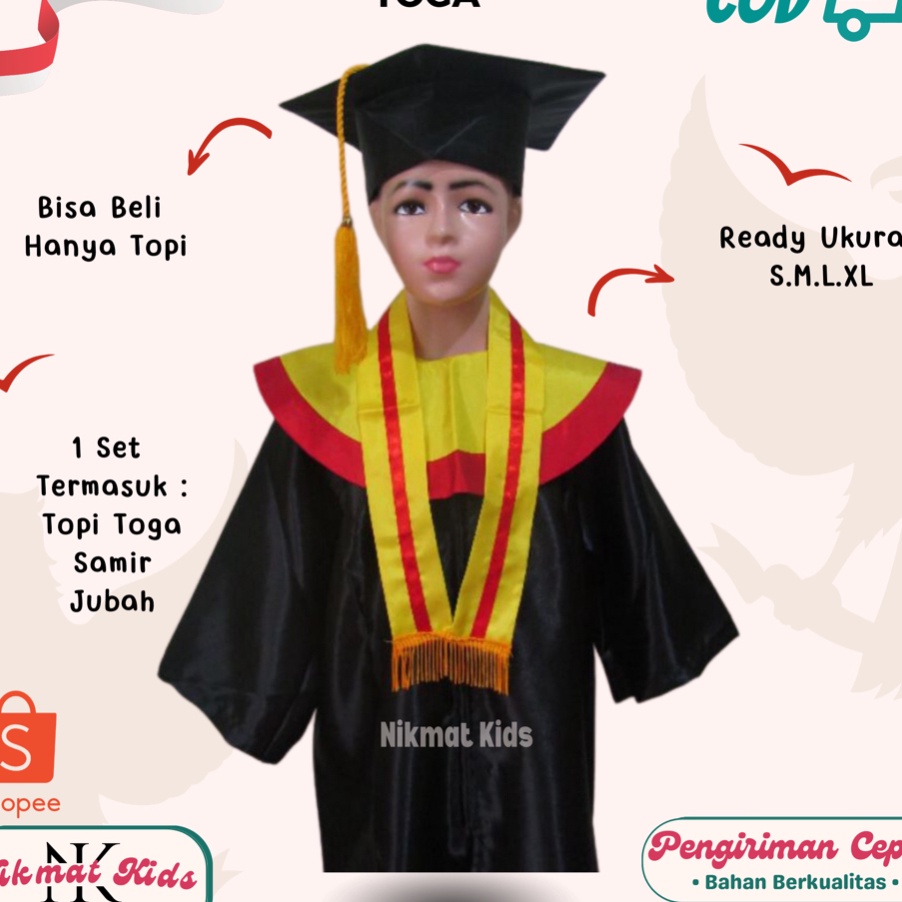 Stok terbaru Toga anak baju wisuda anak tk seragam wisuda anak laki laki perempuan
