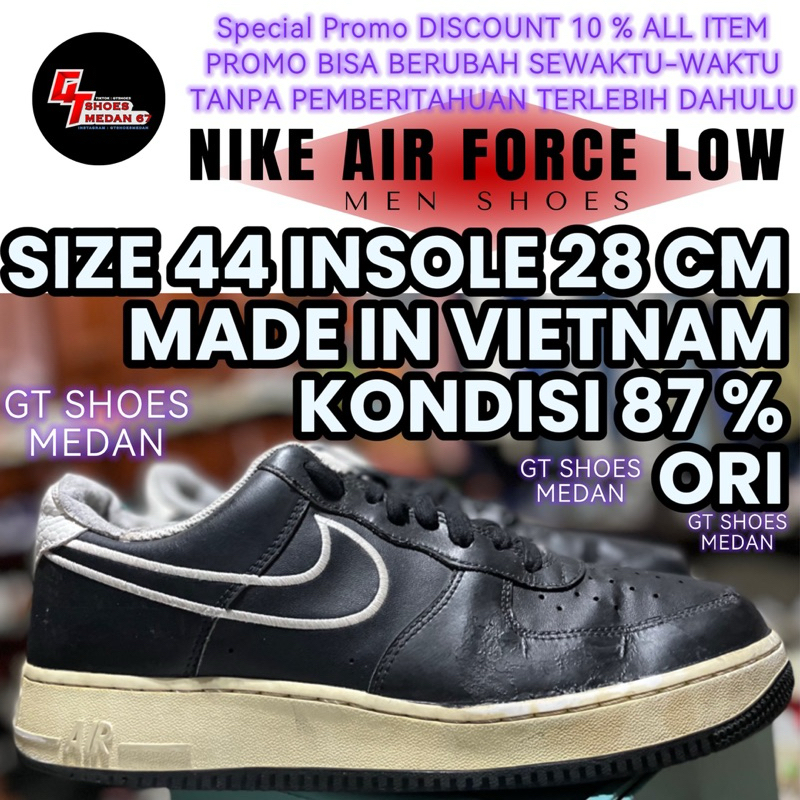 Sepatu Nike Force Low Men shoes size 44 insole 28 cm made in Vietnam.Baca detail deskripsi agar tida