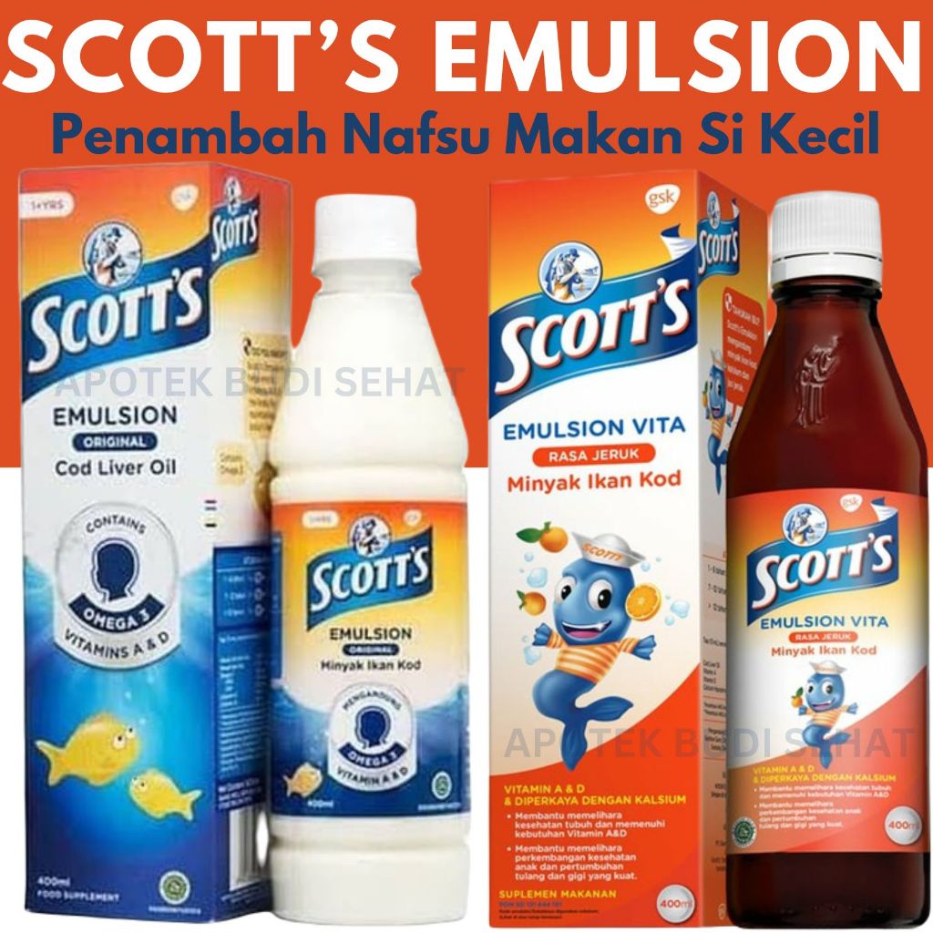 Scott emulsion Vita Scott's emulsion 200 mL Vitamin Anak Scott Scoot Minyak Ikan KOD Vitamin Omega 3