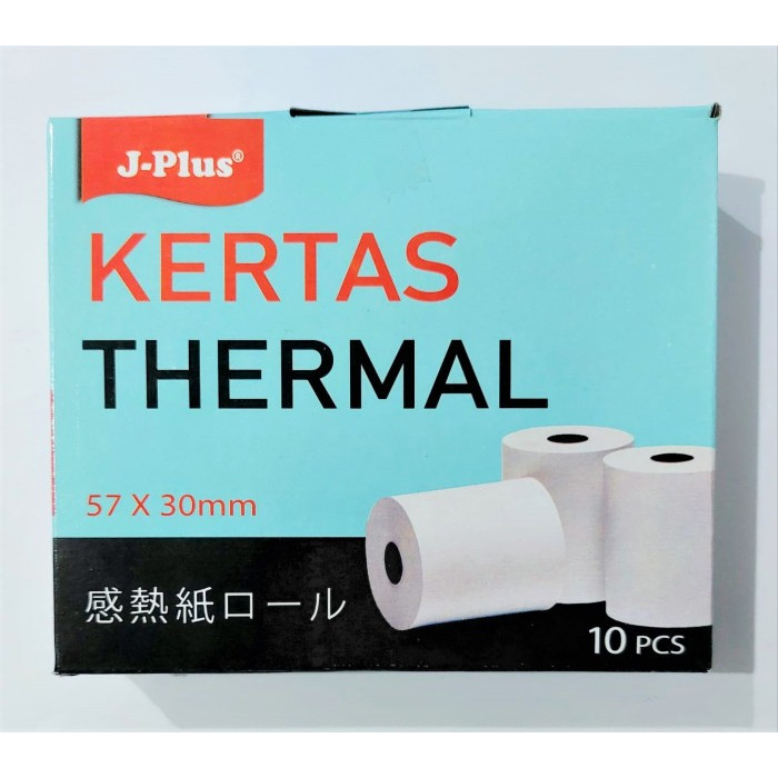 

Thermal Paper Roll 57X30 Isi 10Pcs J-PLUS / Kertas Kasir Per Pack