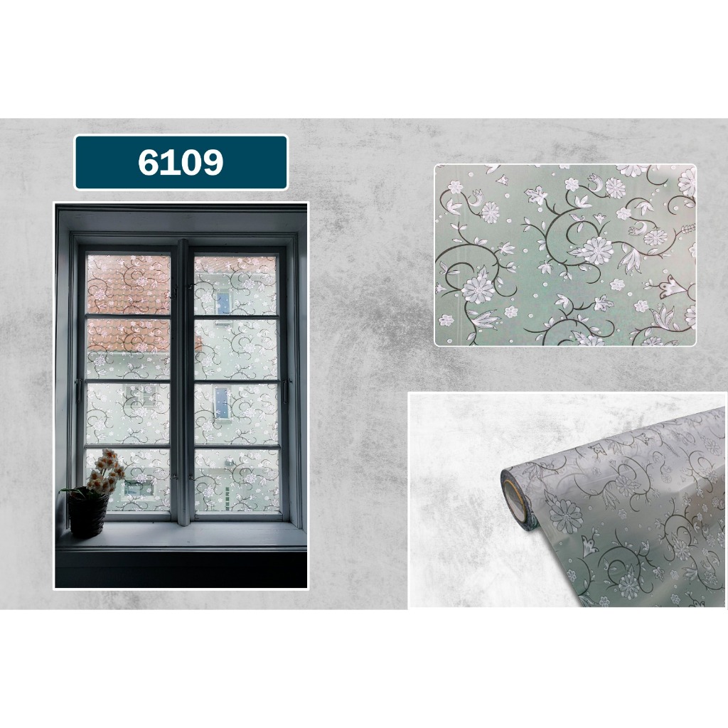 STIKER KACA SANDBLAST (6109), STIKER KACA RUMAH KANTOR MOTIF, STIKER JENDELA STIKER KACA TERMURAH SU