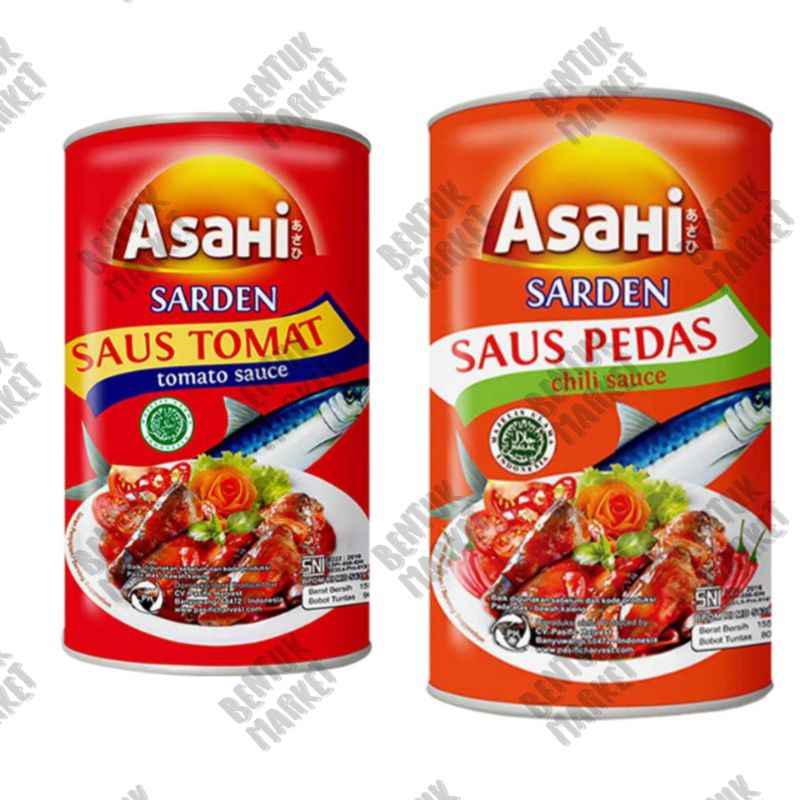 

ASAHI Sarden Saus Pedas 155gr / ASAHI Sarden Tomat 155gr / Ikan Sarden / Makanan Kaleng