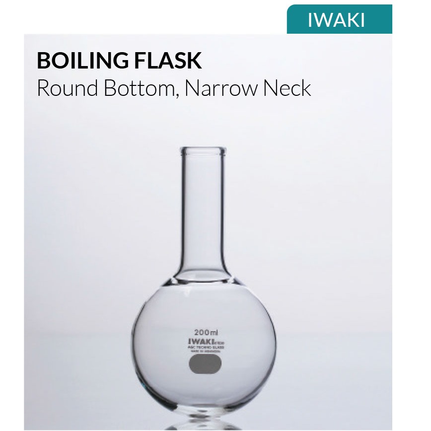 BOILING FLASK 5000ml. Round Bottom. Narrow Neck. IWAKI