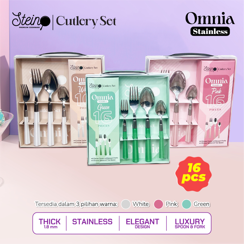 STEIN Omnia Steinless Cutlery Set 16in1 - Sendok Garpu set 16pcs