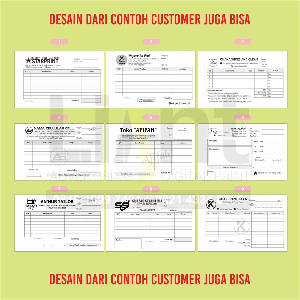 

NOTA 1 WARNA 1/4 FOLIO - CUSTOM DESAIN LOGO CUSTOMER 1PLAY