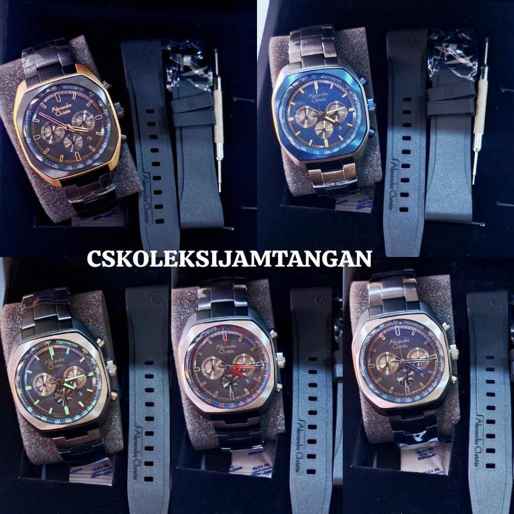 JAM TANGAN PRIA ALEXANDRE CHRISTIE AC 6666 AC6666 BLACK BOX-SET ORIGINAL