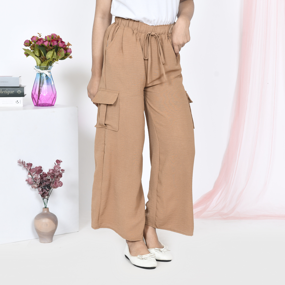 KULOT CARGO PANTS ANAK PEREMPUAN SIZE (M L XL TANGGUNG) CRINKLE POLOS/KULOT CRINKLE USIA 9-12 TAHUN