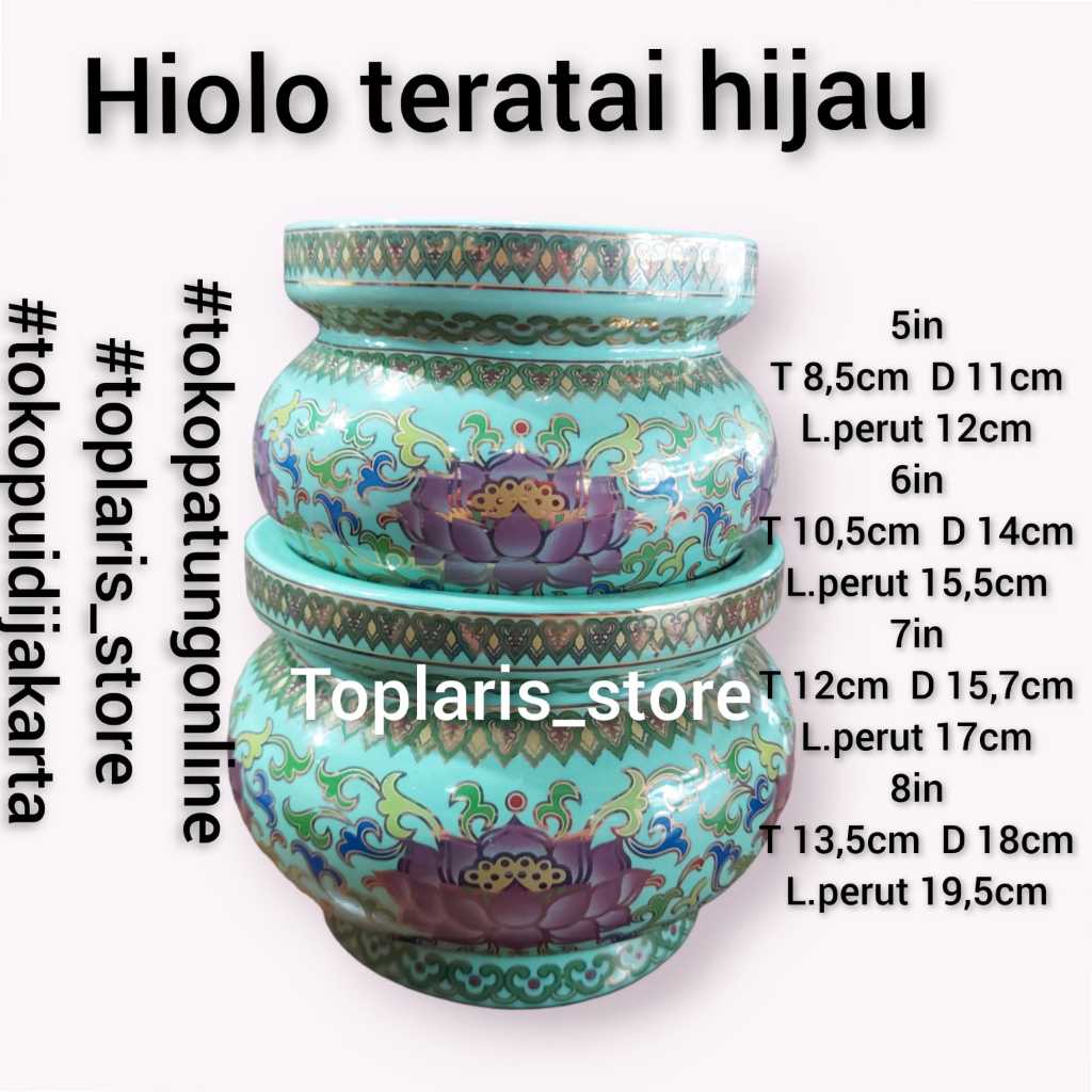 Hiolo Tempat Hio Keramik Teratai Hijau