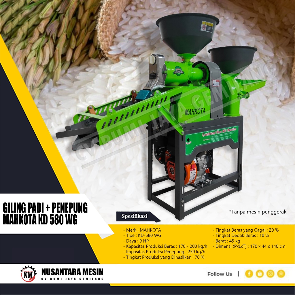 MESIN GILING PADI DAN PENEPUNG MAHKOTA KD 580 WG