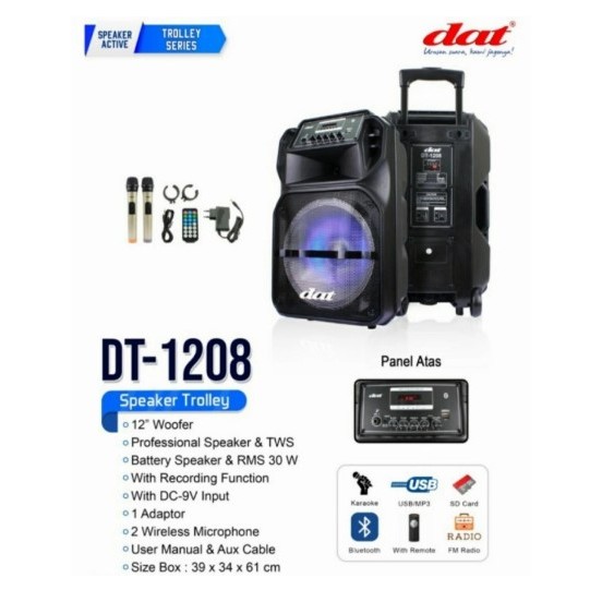 Speaker Portable Meeting DAT DT-1208 / DT1208 Bluetooth Karaoke
