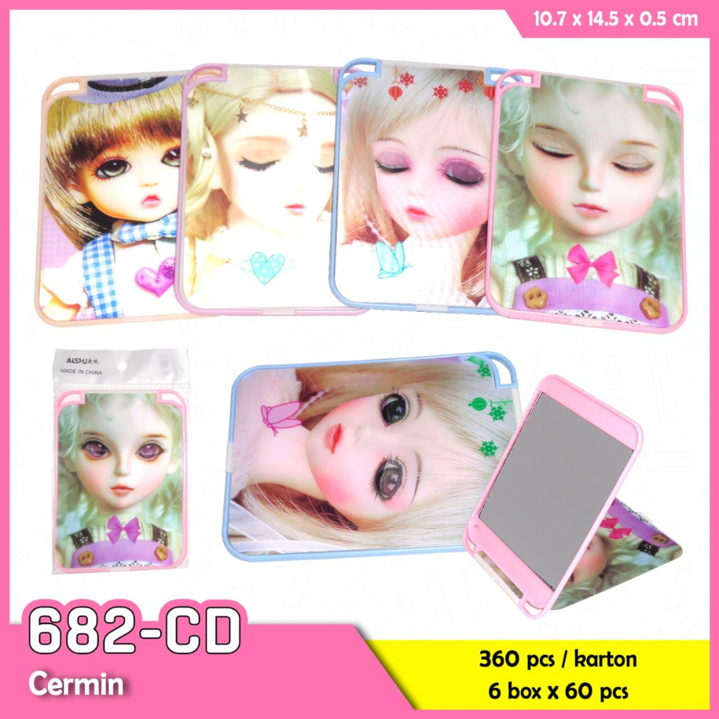 Cermin Lipat Mini 3D/ Cermin Aishu 682 / Kaca Lipat/ Cermin Travelling Kecil