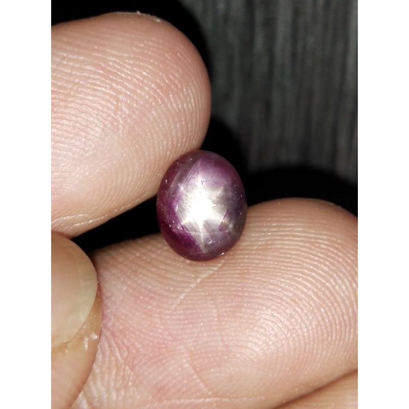 Natural Ruby Star 8x6.8x3 mm 1.9 Ct Purplish Red Merah Ungu Delima Kristal Oval Cabochon Code 1045