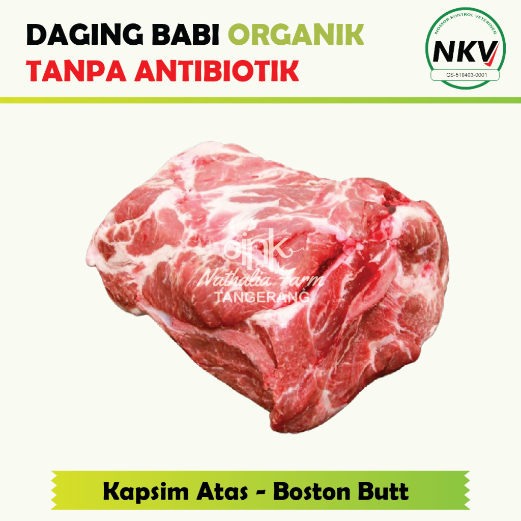 

Kapsim Babi Atas / Pork Boston Butt - Babi Organik 500 gr