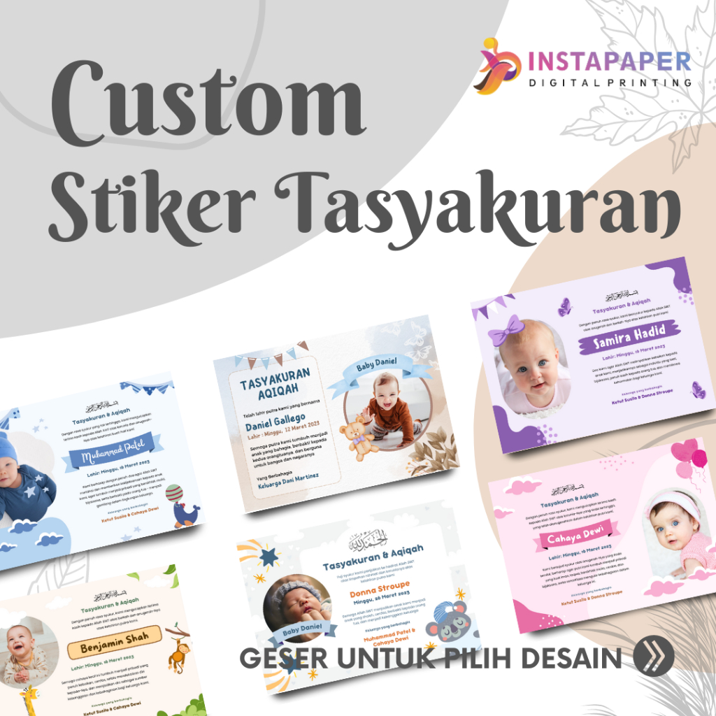 

Stiker custom tasyakuran aqiqah / kartu tasyakuran aqiqah / stiker tasyakuran kelahiran