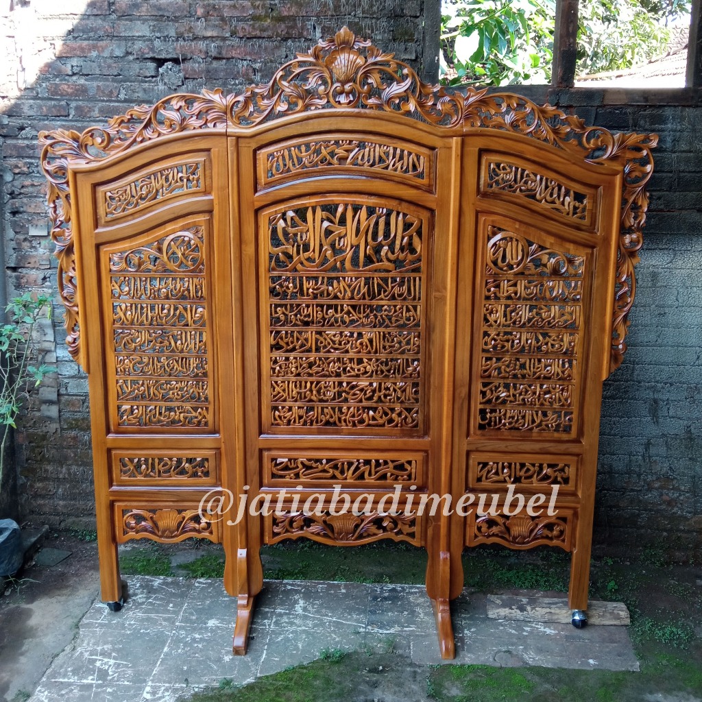 Sketsel Ukiran Kaligrafi Kayu Jati, Penyekat Sekat Ruangan Ukiran Jati, Partisi Pembatas Ruangan Uki