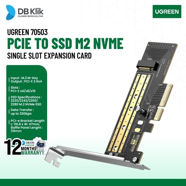 Pcie M.2 Nvme Adapter Ugreen Pcie to Ssd M2 Nvme Single Slot (70503)