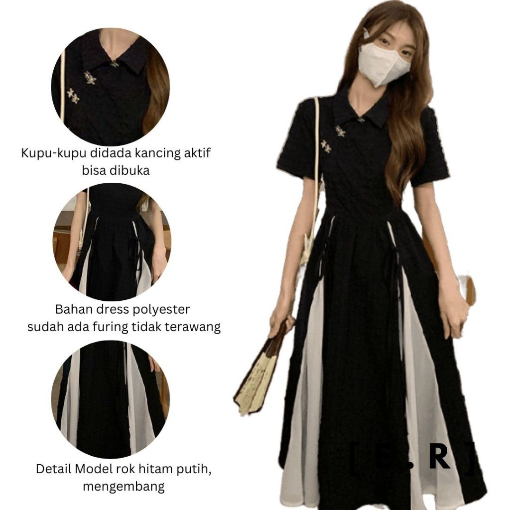 Black Harajuku Dress Retro/Gaun Harajuku/Dress Hitam Harajuku