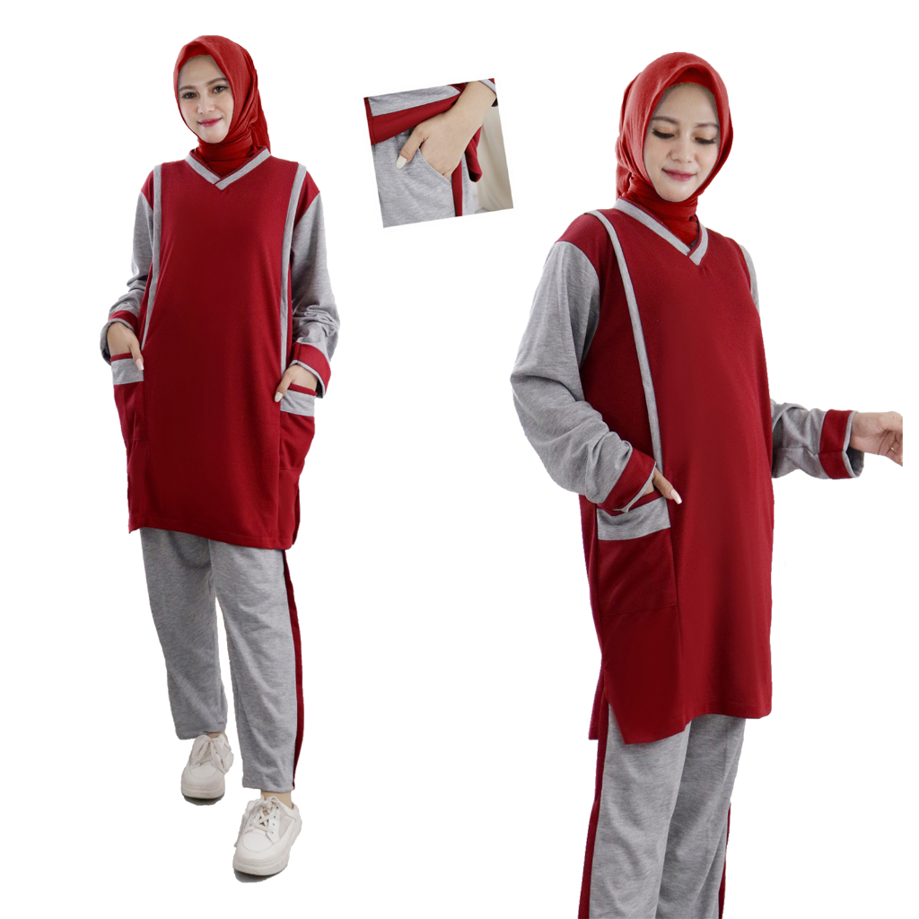 SETELAN TUNIK MUSLIMAH Baju Setelan Pakaian Tunik Wanita Muslim  TERMURAH TERLARIS