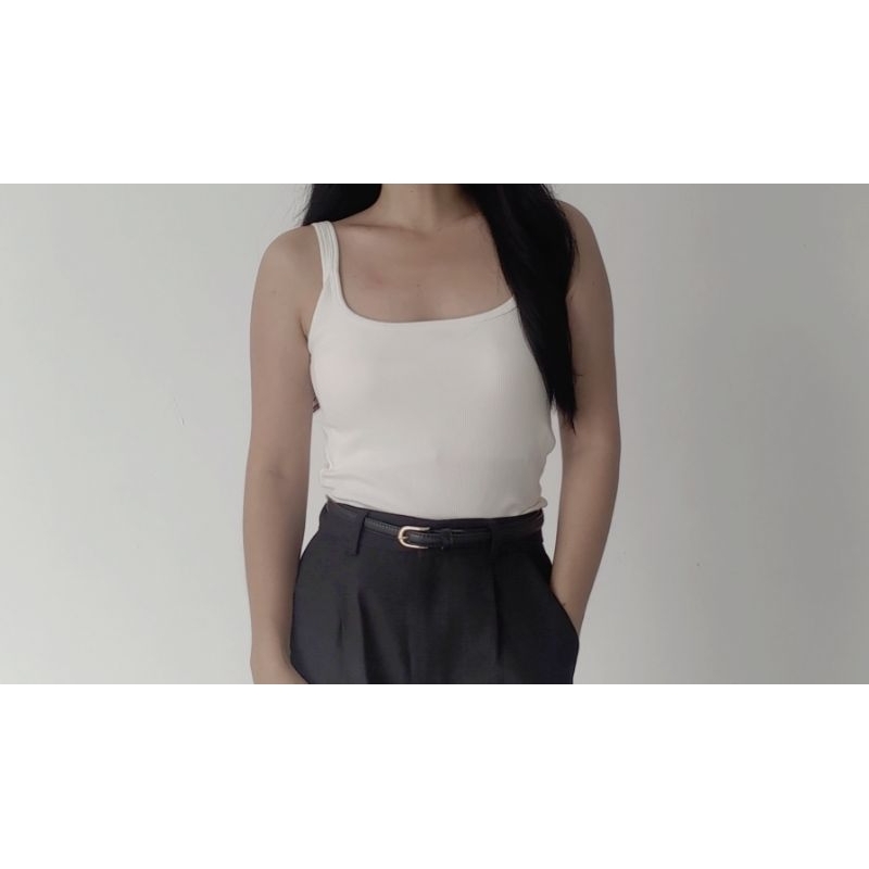 Chada Tanktop with cup bra tank top knit baju putih dengan cup bra dalaman white include bra office 