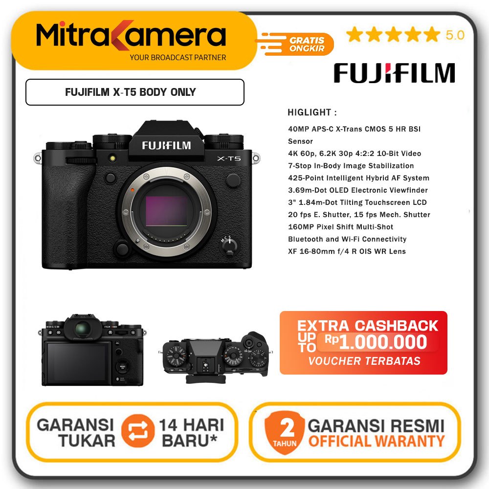 Fuji X-T5 Kamera Mirrorless dengan Sensor APS-C dan 40.2 Megapiksel