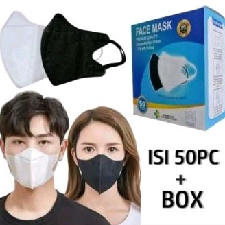 Masker duckbill garis face mask warna hitam putih