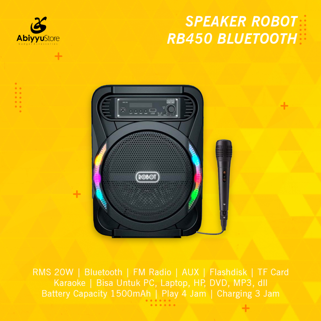 Speaker Bluetooth Robot RB450 Wireless Speaker Aktif PC Komputer Laptop Karaoke HP