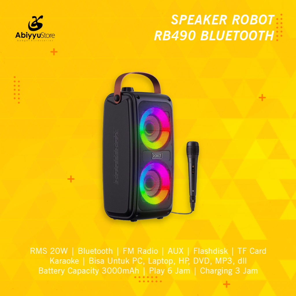 Speaker Bluetooth Robot RB490 Wireless Speaker Aktif PC Komputer Laptop Karaoke HP
