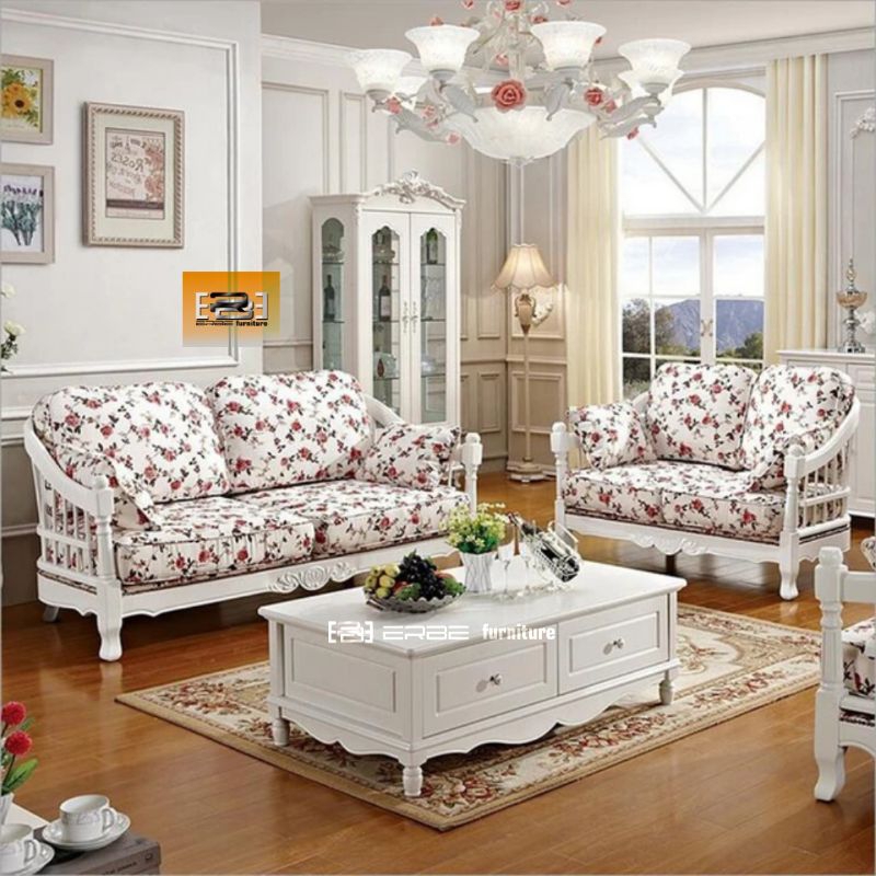 kursi tamu sofa modern mewah bahan kayu jati tua perhutani