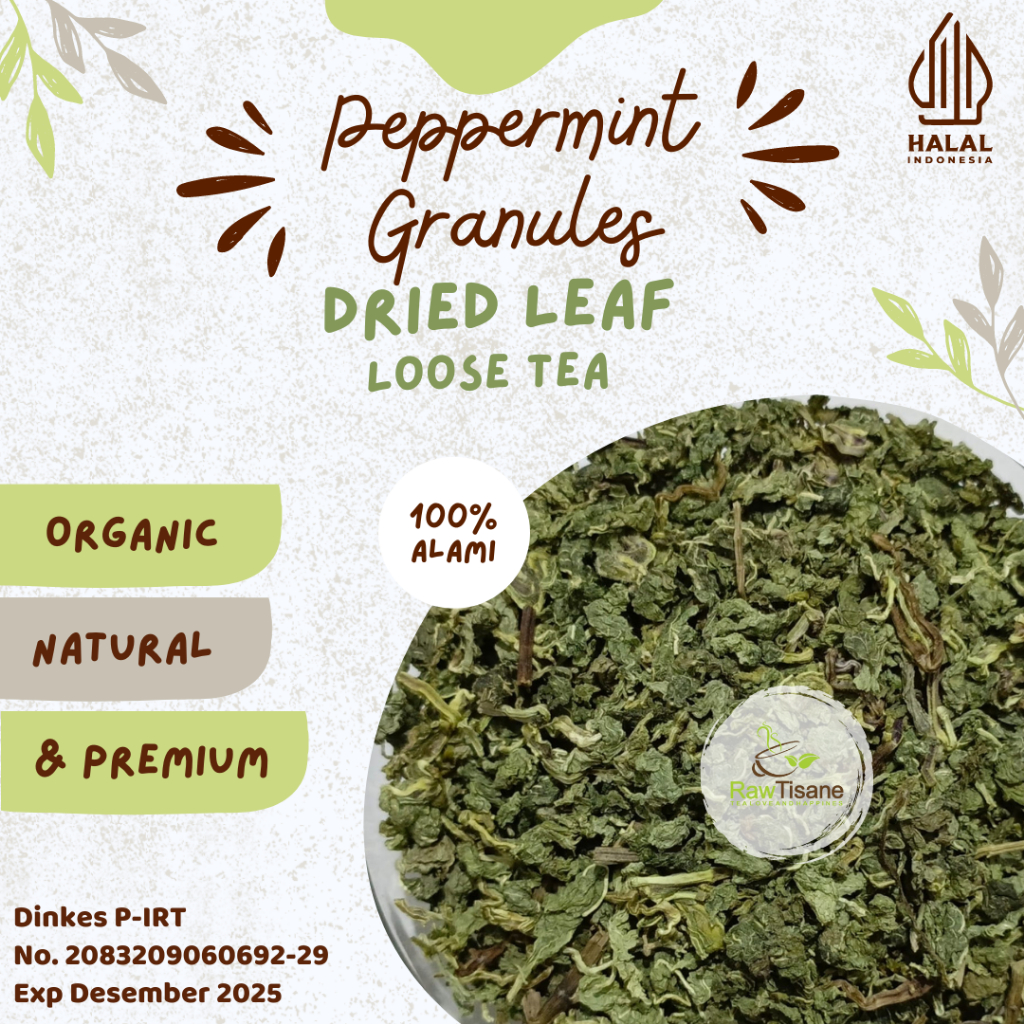 

RAW TISANE Peppermint Leaf Granules Tea / Teh Butiran Daun Peppermint Isi 100 Gram
