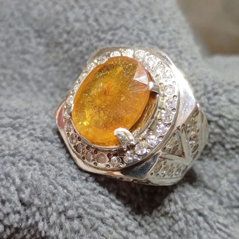 Yakut Yellow Safir Corundum kristal tanzania perak 925