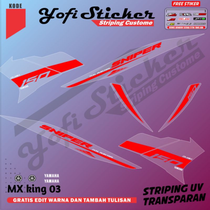 decal stiker stripingtransparan  variasi full body striping MX king biru putih old new MX king 03