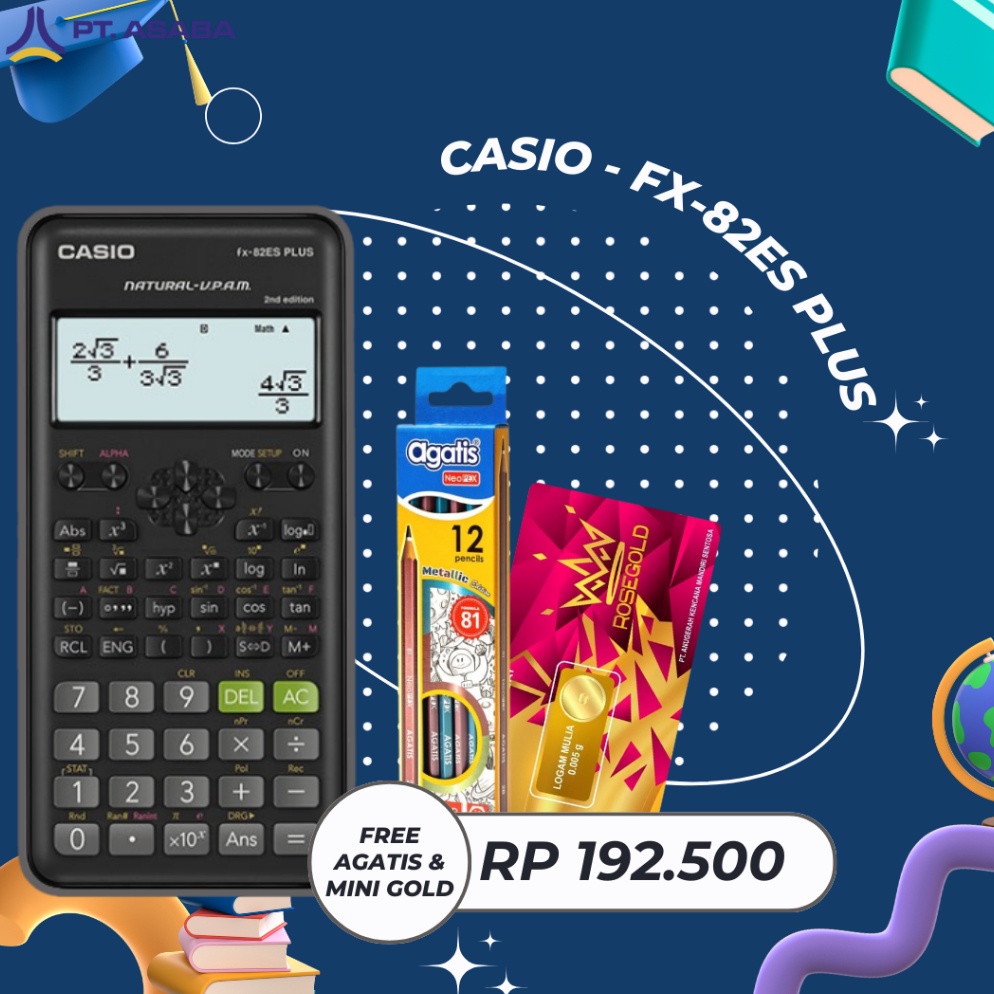 

CASIO FX82ESPLUS BK 2nd edition Kalkulator Sekolah Kuliah Scientific Saintifik 252 fungsi ART F8W6